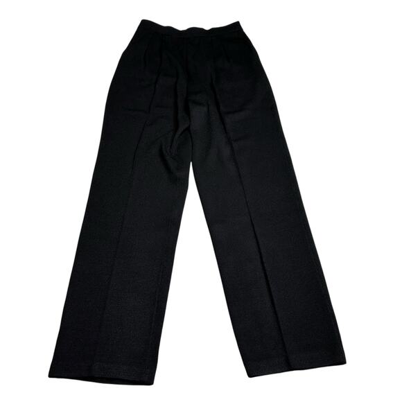 ST JOHN Basics Black Pleated Santana Knit Pull On Pants Women's Size 4 Vintage - Picture 1 of 6